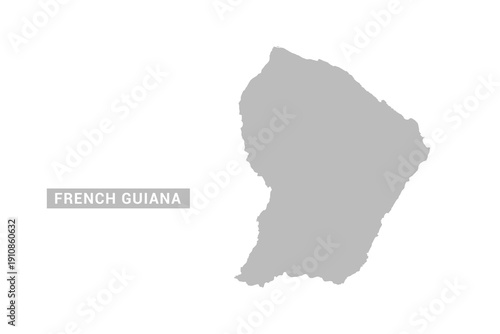 French Guiana map - Minimal Flat Vector Illustration in Black and Gray, Isolated on White Background, Ideal for Infographics, Educational Use, Reports, and Presentations.