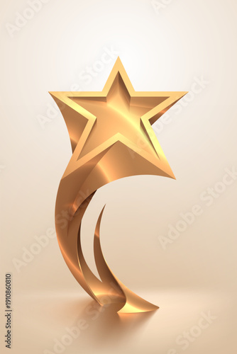 Golden star trophy on soft background