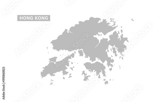Hong Kong map - Minimal Flat Vector Illustration in Black and Gray, Isolated on White Background, Ideal for Infographics, Educational Use, Reports, and Presentations.