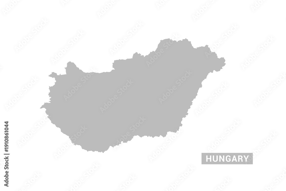 Fototapeta premium Hungary map - Minimal Flat Vector Illustration in Black and Gray, Isolated on White Background, Ideal for Infographics, Educational Use, Reports, and Presentations.