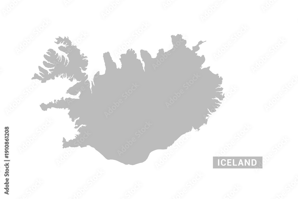Obraz premium Iceland map - Minimal Flat Vector Illustration in Black and Gray, Isolated on White Background, Ideal for Infographics, Educational Use, Reports, and Presentations.
