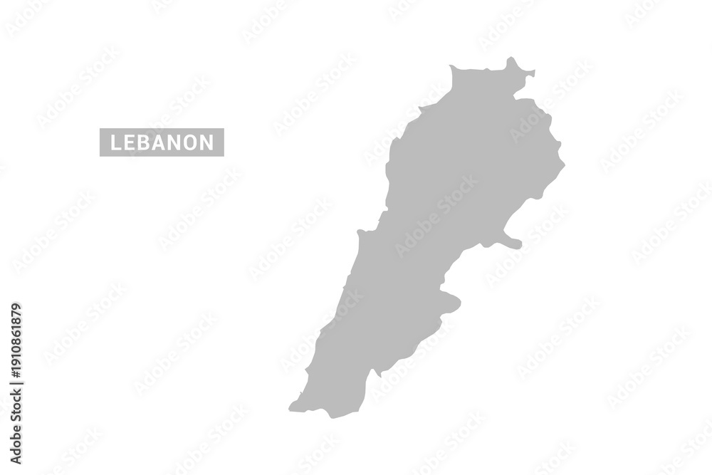 Fototapeta premium Lebanon map - Minimal Flat Vector Illustration in Black and Gray, Isolated on White Background, Ideal for Infographics, Educational Use, Reports, and Presentations.