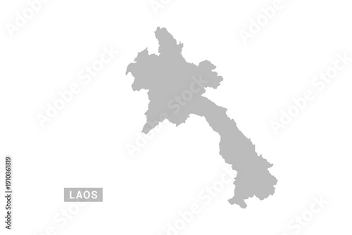 Laos map - Minimal Flat Vector Illustration in Black and Gray, Isolated on White Background, Ideal for Infographics, Educational Use, Reports, and Presentations.
