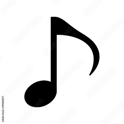 A simple white outline illustration of a single musical eighth note symbol displayed clearly on transparent background