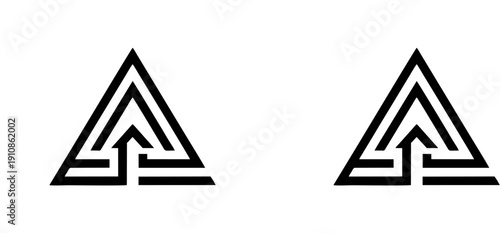 Title (179 Characters):
Abstract Triangle Logo Design with Upward Arrow and Maze Pattern, Vector Icon for Business Strategy, Growth Success, Real Estate, and Architectural Construction Branding Identi