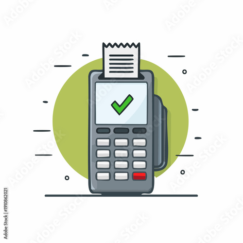 Payment Terminal Illustration with Approved Transaction