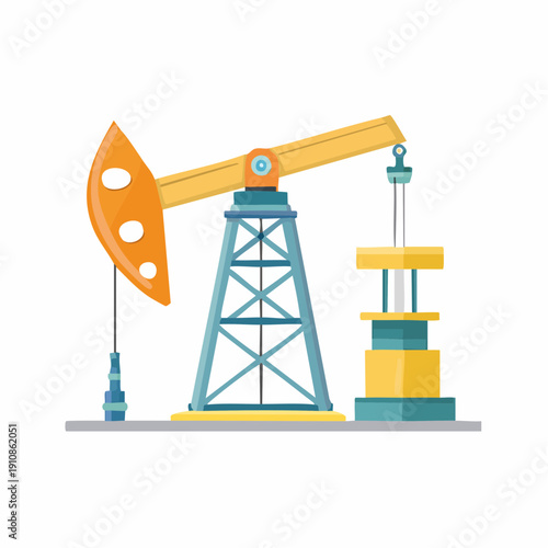 Cartoon oil pump illustration for energy and industry resources