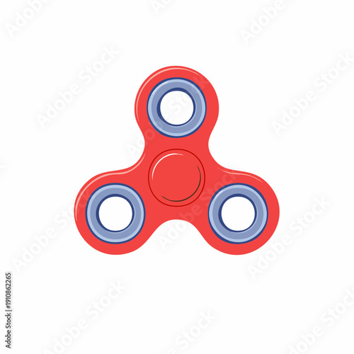 Red fidget spinner toy with blue accents, illustration on white background