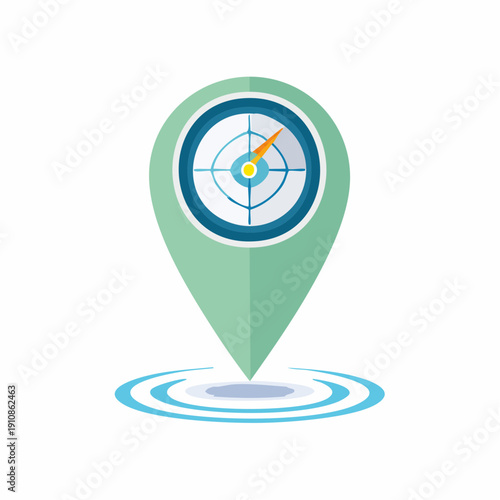 Abstract location marker pinpointing target for navigation and geolocation.