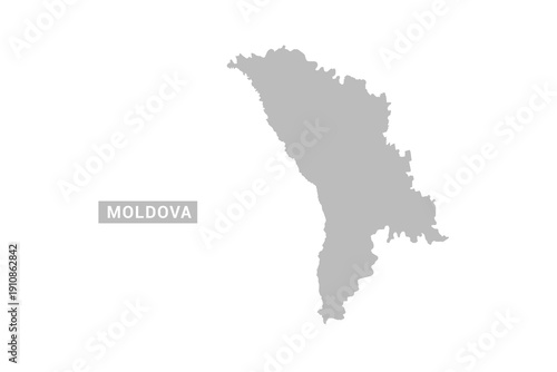 Moldova map - Minimal Flat Vector Illustration in Black and Gray, Isolated on White Background, Ideal for Infographics, Educational Use, Reports, and Presentations.