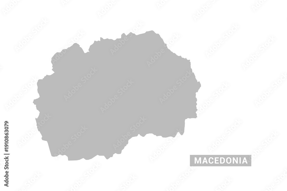 Obraz premium Macedonia map - Minimal Flat Vector Illustration in Black and Gray, Isolated on White Background, Ideal for Infographics, Educational Use, Reports, and Presentations.
