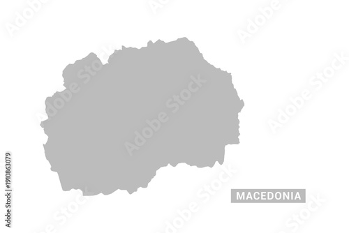 Macedonia map - Minimal Flat Vector Illustration in Black and Gray, Isolated on White Background, Ideal for Infographics, Educational Use, Reports, and Presentations.