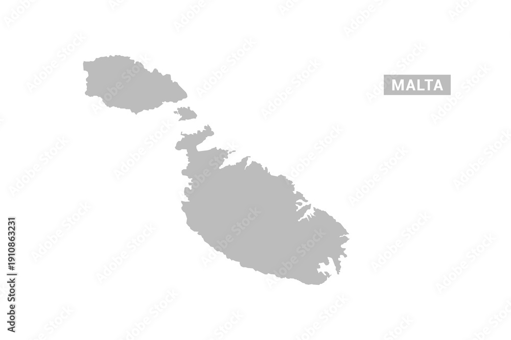 Obraz premium Malta map - Minimal Flat Vector Illustration in Black and Gray, Isolated on White Background, Ideal for Infographics, Educational Use, Reports, and Presentations.
