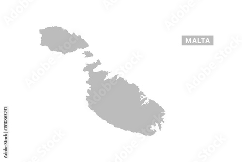 Malta map - Minimal Flat Vector Illustration in Black and Gray, Isolated on White Background, Ideal for Infographics, Educational Use, Reports, and Presentations.
