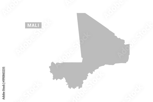Mali map - Minimal Flat Vector Illustration in Black and Gray, Isolated on White Background, Ideal for Infographics, Educational Use, Reports, and Presentations.