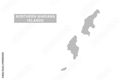 Northern Mariana Islands map - Minimal Flat Vector Illustration in Black and Gray, Isolated on White Background, Ideal for Infographics, Educational Use, Reports, and Presentations.