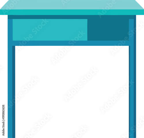 Modern blue desk table with dual drawers illustration