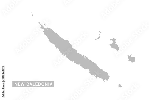New Caledonia map - Minimal Flat Vector Illustration in Black and Gray, Isolated on White Background, Ideal for Infographics, Educational Use, Reports, and Presentations.