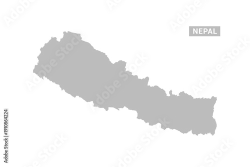 Nepal map - Minimal Flat Vector Illustration in Black and Gray, Isolated on White Background, Ideal for Infographics, Educational Use, Reports, and Presentations.