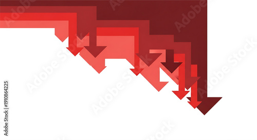 Cascading Red Arrows Illustrating Financial Downturn and Business Decline on Black Background