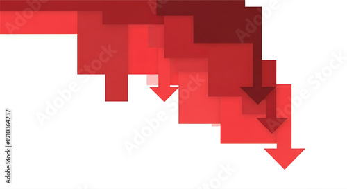 Red down arrows indicating decline negative trend business economics loss financial crisis data graphic