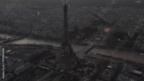 Aerial View of Paris at Dusk