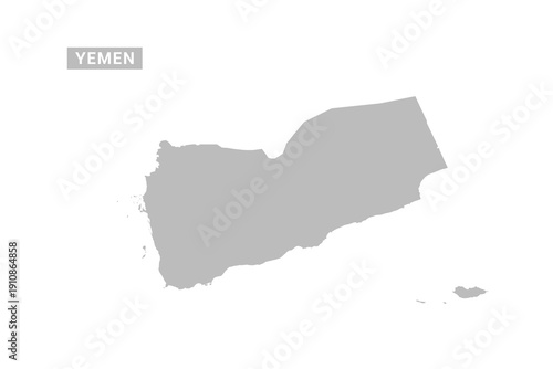 Yemen map - Minimal Flat Vector Illustration in Black and Gray, Isolated on White Background, Ideal for Infographics, Educational Use, Reports, and Presentations.