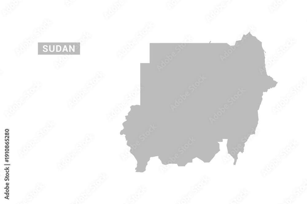 Fototapeta premium Sudan map - Minimal Flat Vector Illustration in Black and Gray, Isolated on White Background, Ideal for Infographics, Educational Use, Reports, and Presentations.