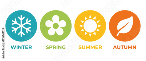  four colorful season set, four colorful season icons set