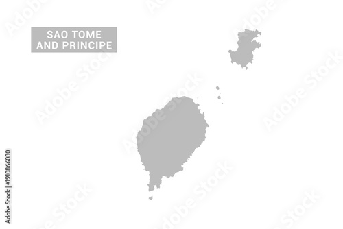 Sao Tome and Principe map - Minimal Flat Vector Illustration in Black and Gray, Isolated on White Background, Ideal for Infographics, Educational Use, Reports, and Presentations.
