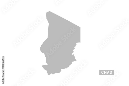 Chad map - Minimal Flat Vector Illustration in Black and Gray, Isolated on White Background, Ideal for Infographics, Educational Use, Reports, and Presentations.
