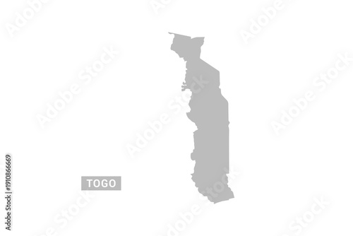Togo map - Minimal Flat Vector Illustration in Black and Gray, Isolated on White Background, Ideal for Infographics, Educational Use, Reports, and Presentations.