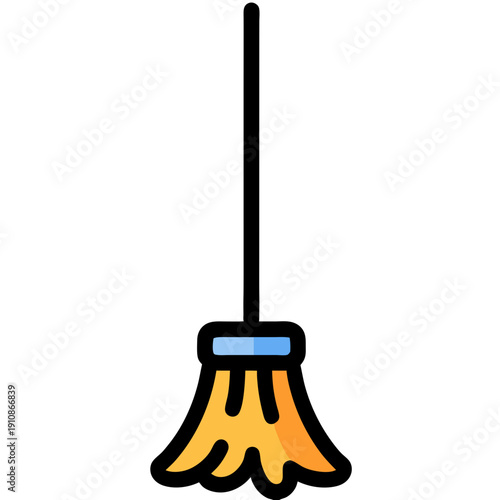 Essential Household Broom Cleaning Tool Vector Illustration with Modern Flat Design Style for Domestic Chores, Hygiene Services, and Home Maintenance Concepts