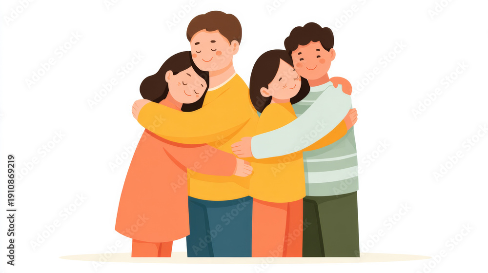 Fototapeta premium Heartwarming family embrace illustrating love and affection