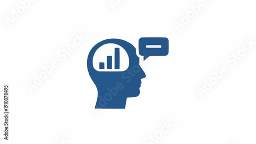 Human Head Profile with Graph and Speech Bubble.