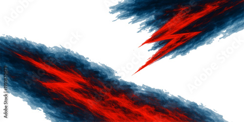 Abstract red blue grunge background with fiery texture and smoke