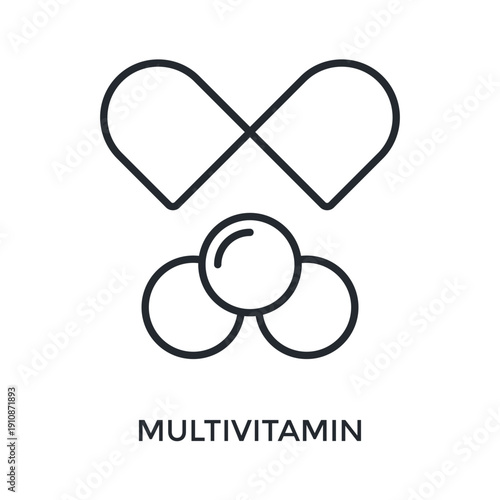 Multivitamin Icon Outline Style. Vector Illustration For Graphic Design