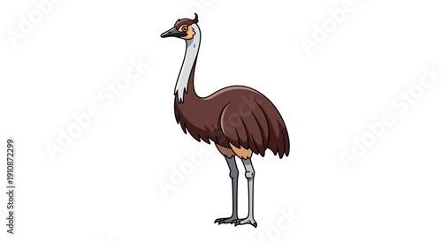 Cartoon Emu Bird Illustration Adorable Australian Wildlife Character