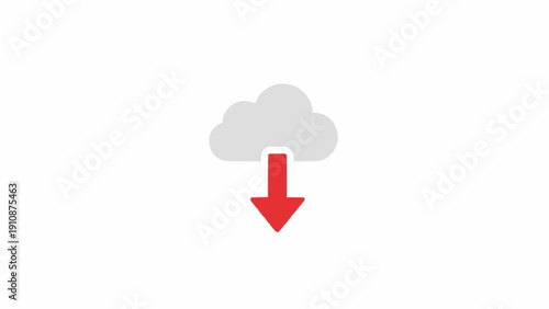 Cloud with red arrow pointing down.