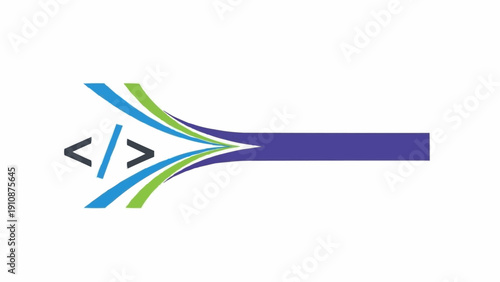 Coding symbol with colorful lines.