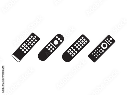 TV Remote silhouette icons, Remote control icon. Television control by remote. Electronic device. Smart Remote Control Icons set