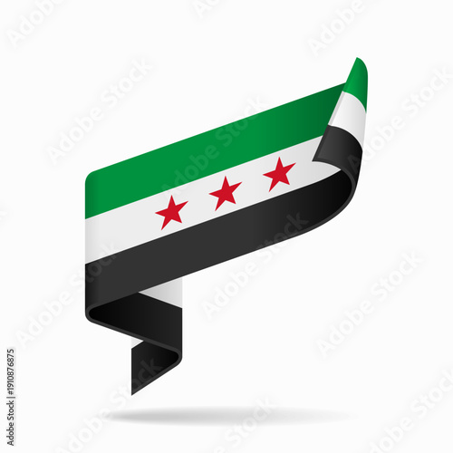 Syrian flag ribbon icon for patriotic, cultural, or national-themed designs. Vector illustration.