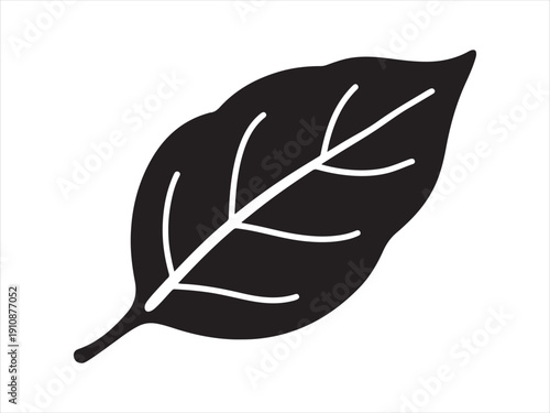 Basil leaf oval smooth silhouette vector, Silhouette basil leaf plant simple black vector illustration