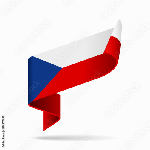 Czech flag ribbon icon for patriotic, cultural, or national-themed designs. Vector illustration.