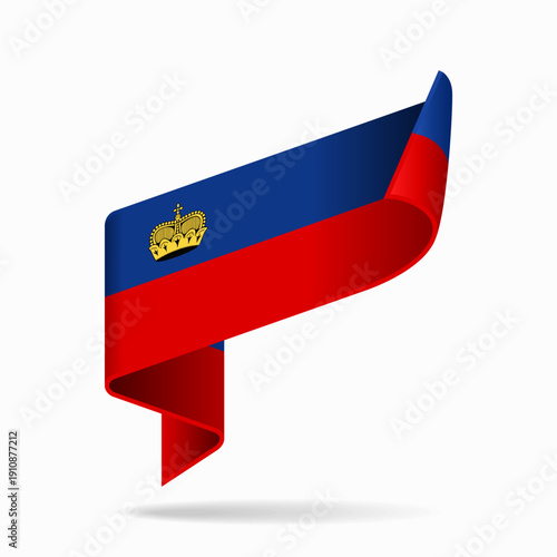 Liechtenstein flag ribbon icon for patriotic, cultural, or national-themed designs. Vector illustration.