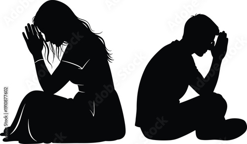 Black silhouette set of diverse people reading books in various poses including sitting lying down and standing isolated on white background for education concepts