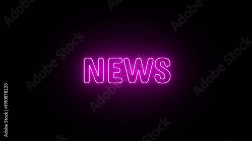 Animated Neon Sign Illuminating the Word news on a Dark Background