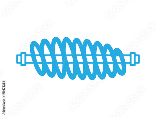 Coil Spring with Ring Line silhouette vector illustration, Mechanical Spring Coil Icon