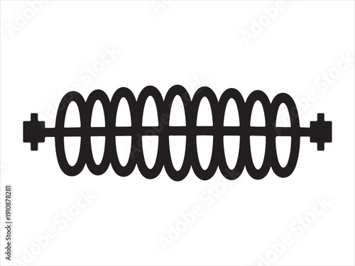 Coil Spring with Ring Line silhouette vector illustration, Mechanical Spring Coil Icon