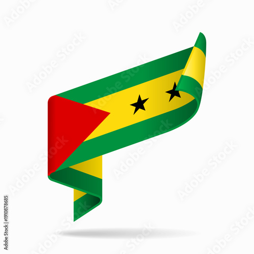 Sao Tome and Principe flag ribbon icon for patriotic, cultural, or national-themed designs. Vector illustration.